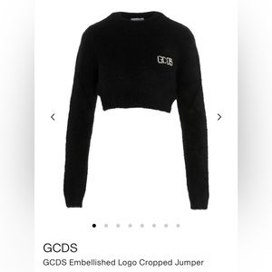 GCDS Black Mohair Effect Crop Sweater